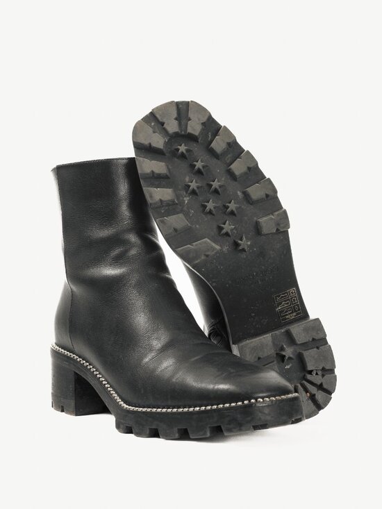 Jimmy Choo Mava 35 Black Smooth Leather Crystal-Trim Ankle Boots - Picture 4 of 11